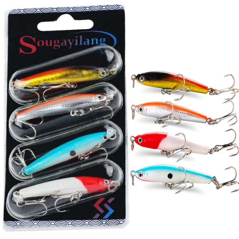 Sougayilang Hard Crankbait Lure 3 Pcs Set Swimming Wobblers For Bass Trout