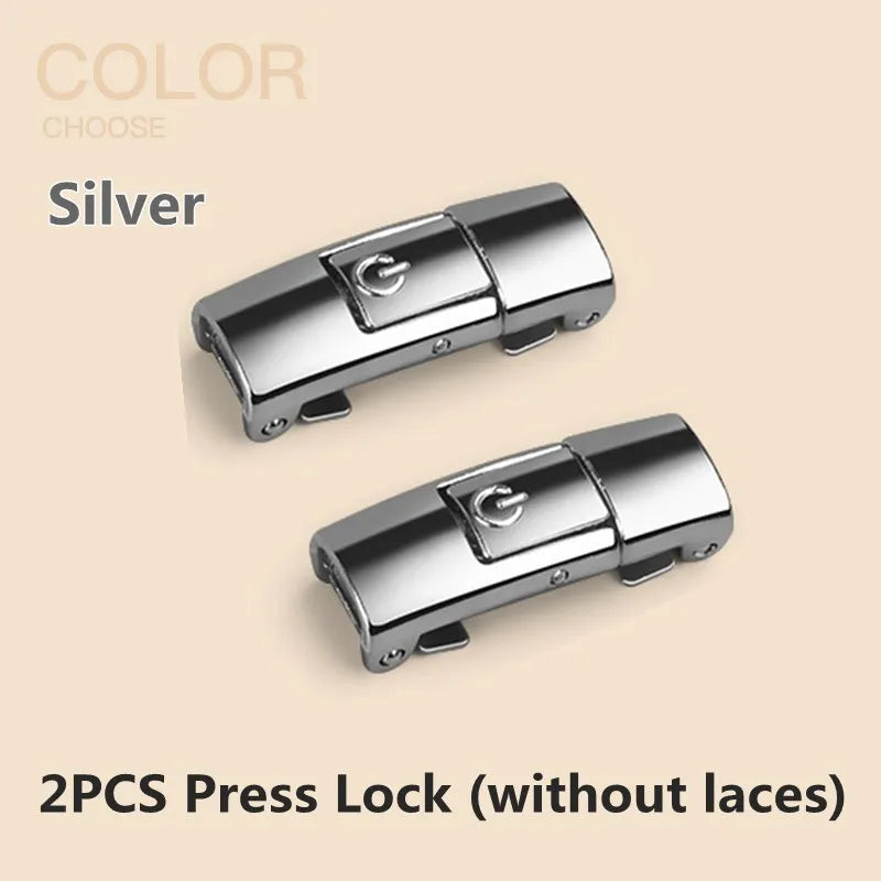 Press Lock Elastic Shoelaces 8mm Flat No Tie For Shoes Kids Adults