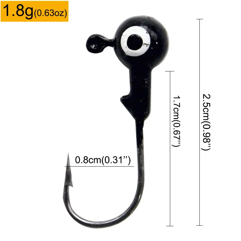 Colorful Jig Head Hooks For Soft Worm Lures 1g 1.8g 3.5g 5g 7g 5pcs Bag