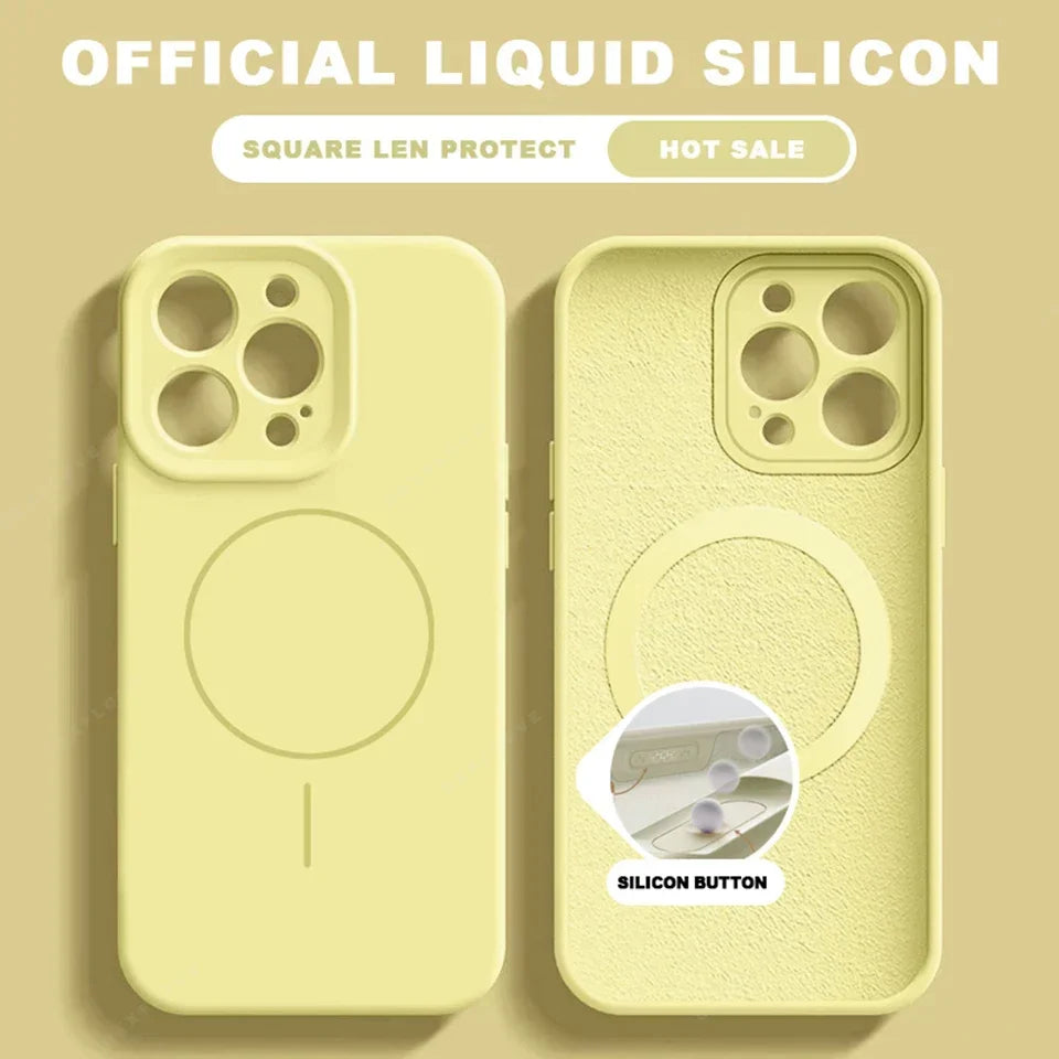Luxury Liquid Silicone Magnetic Phone Case For iPhone 15 14 16 Plus 16E 11 12 13 16 Pro Max SE4 Magsafe Charge Protector Cover