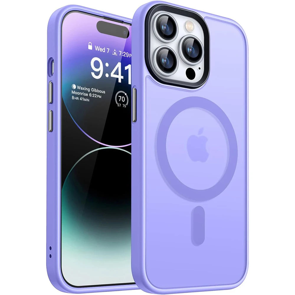 Magsafe Magnetic Luxury Armor Shockproof Case For iPhone 16 15 14 13 12 11 Pro Max Plus Wireless Charge Cover Matte Translucent