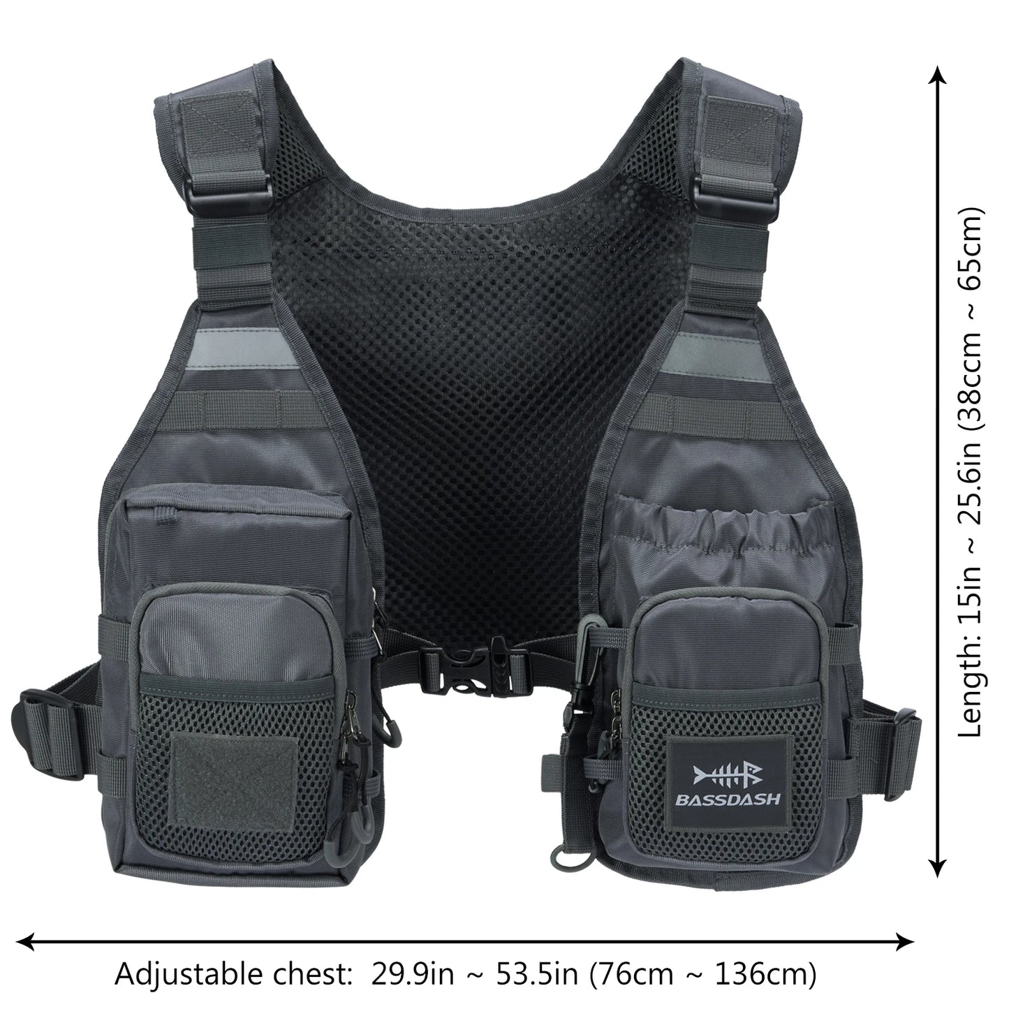 Bassdash Unisex Fly Fishing Vest Chest Pack Ultra Lightweight One Size Fits Most
