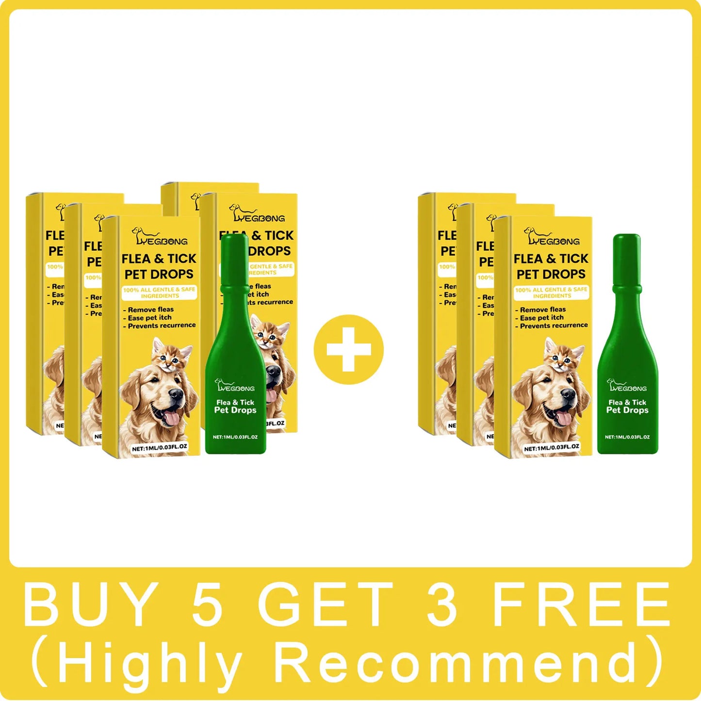 Yegbong Pet External Insect Repellent Drops - Flea Tick Lice Mite Killer for Dogs Cats - Skin Antipruritic Care