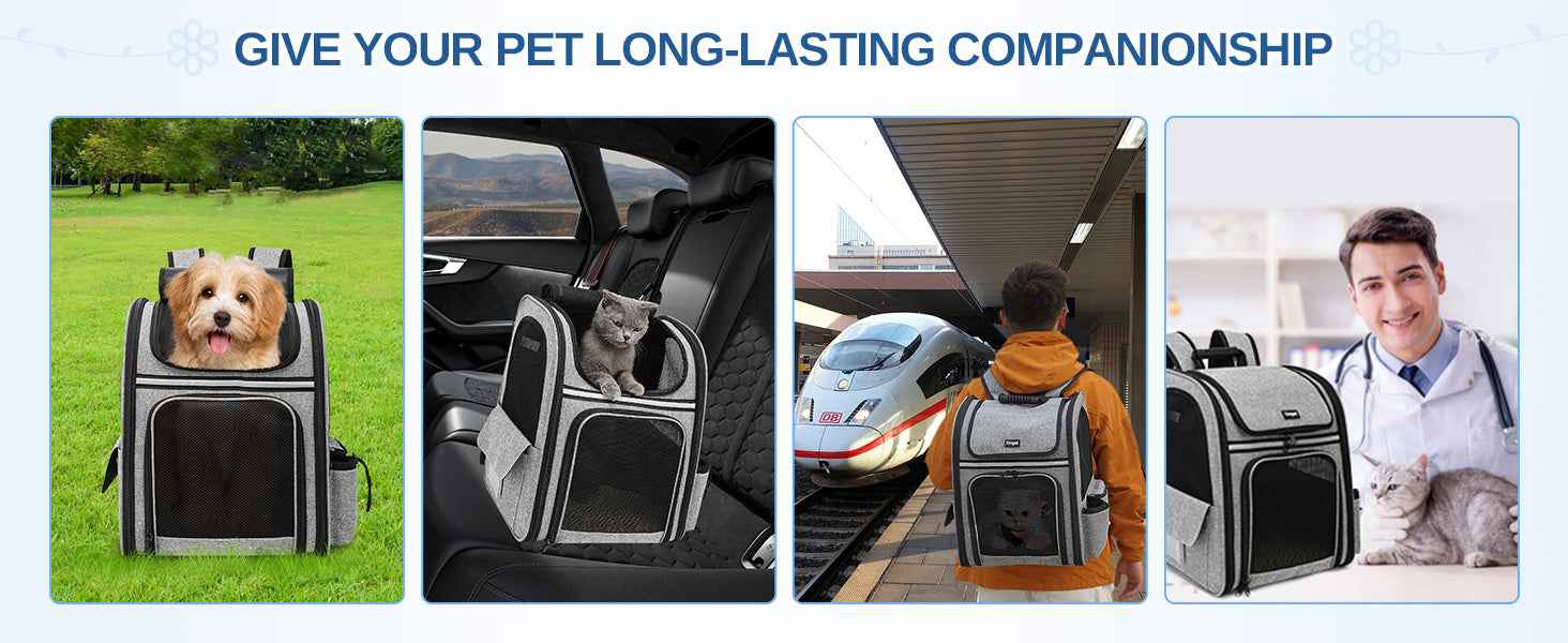 Dogat Pet Backpack Carrier Breathable Mesh Window Foldable For Cats And Dogs