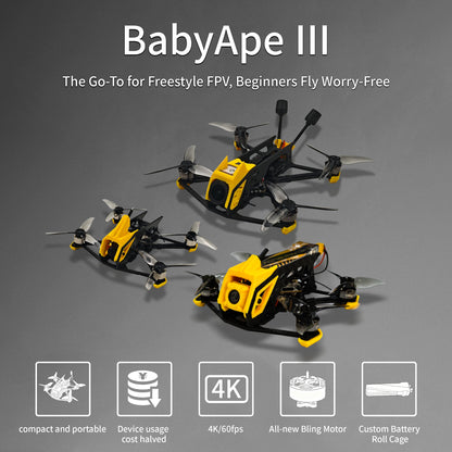 Darwin FPV with 2S 500mAh 100C-XT30 BabyApe Ⅲ Mini No O4 BNF FPV Drone