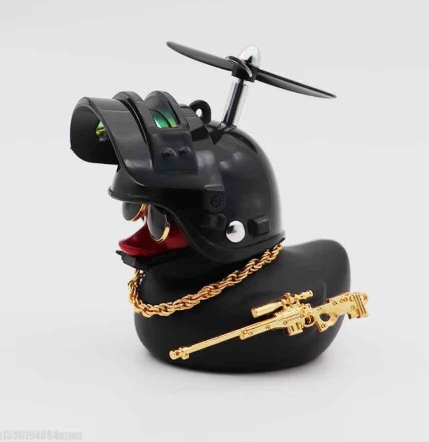 Yellow Helmeted Rubber Duck Car Interior Decoration Accessory