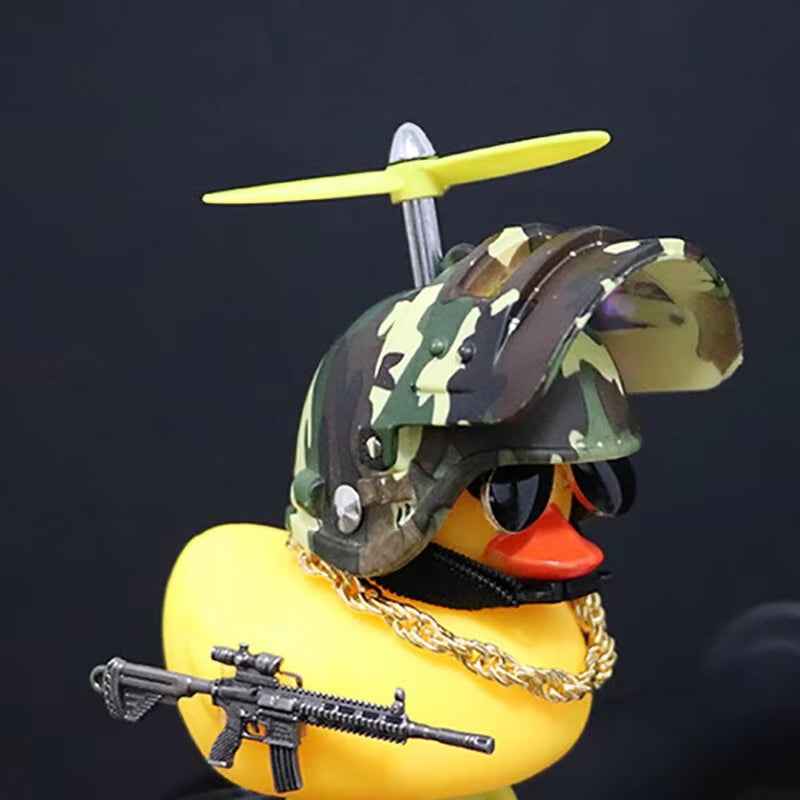 Yellow Helmeted Rubber Duck Car Interior Decoration Accessory