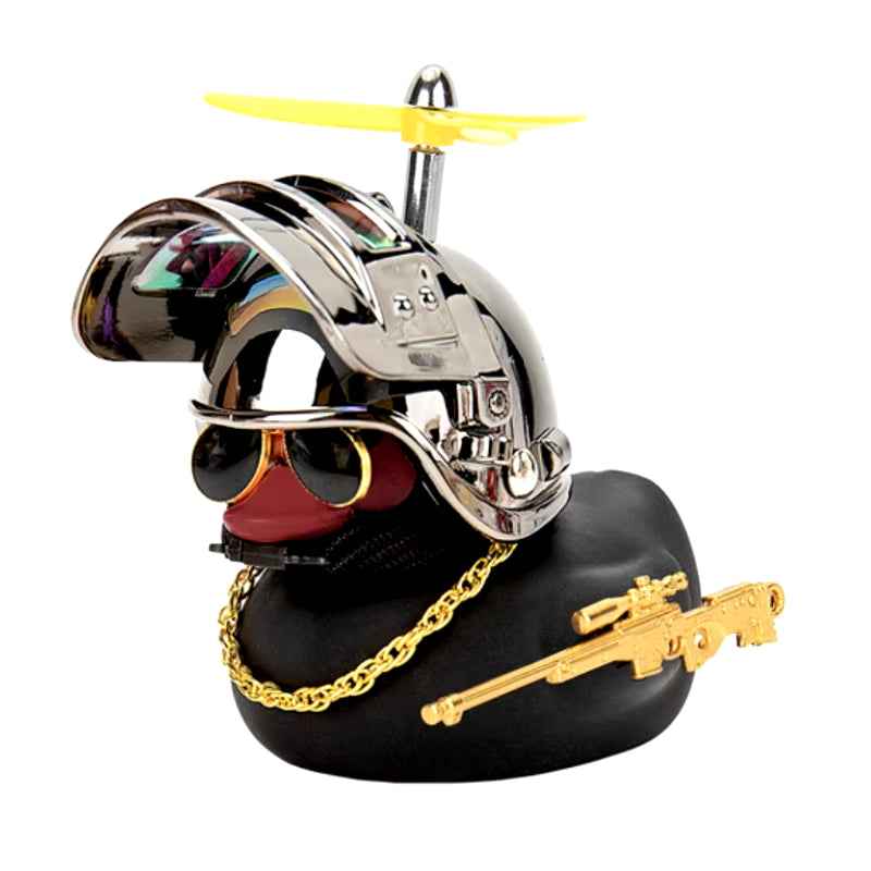 Yellow Helmeted Rubber Duck Car Interior Decoration Accessory
