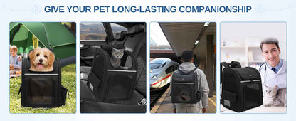 Dogat Pet Backpack Carrier Breathable Mesh Window Foldable For Cats And Dogs