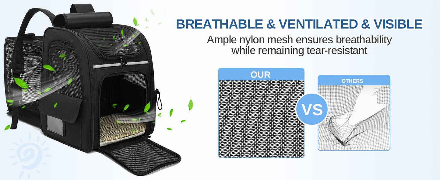 Dogat Pet Backpack Carrier Breathable Mesh Window Foldable For Cats And Dogs