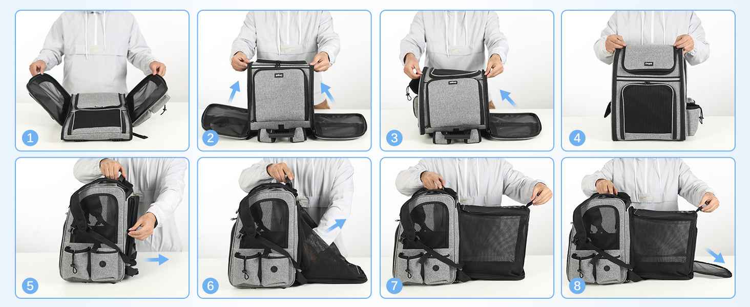 Dogat Pet Backpack Carrier Breathable Mesh Window Foldable For Cats And Dogs