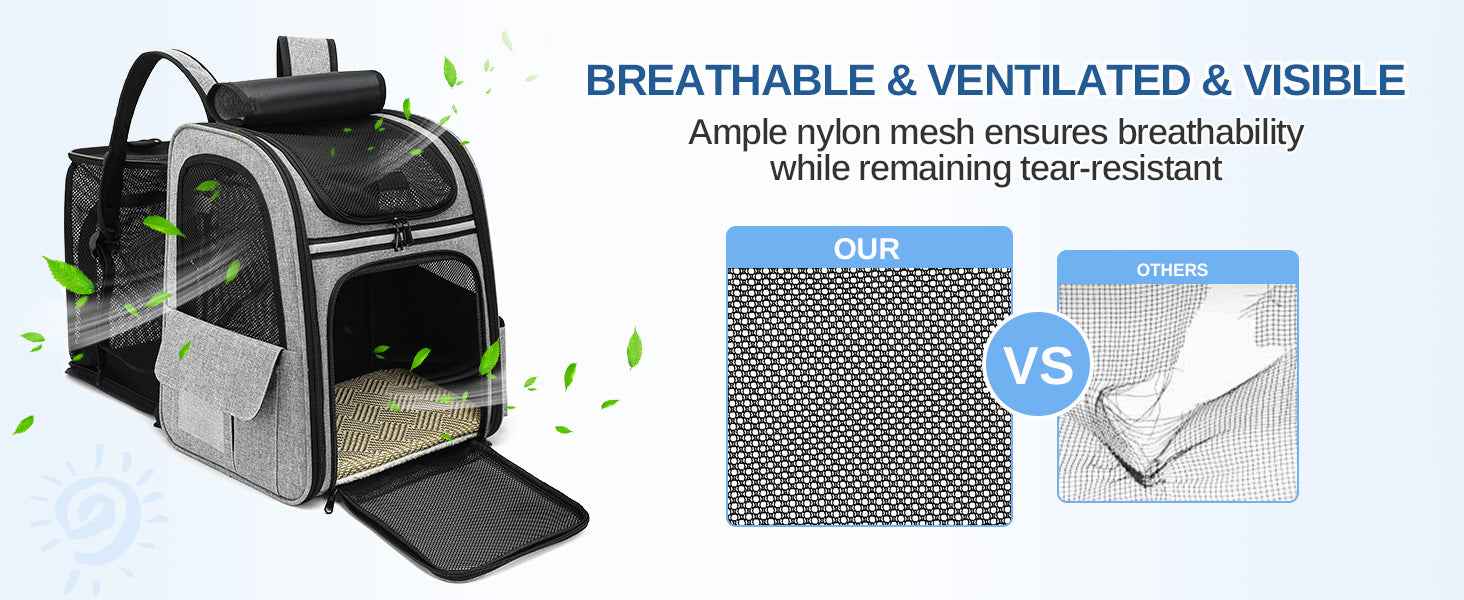 Dogat Pet Backpack Carrier Breathable Mesh Window Foldable For Cats And Dogs