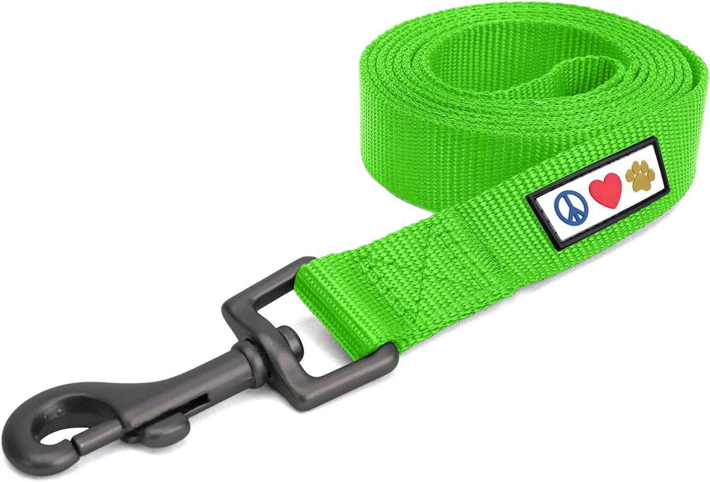 Solid 6 Ft Green Nylon Dog Leash With Custom Name And Phone Embroidery ML