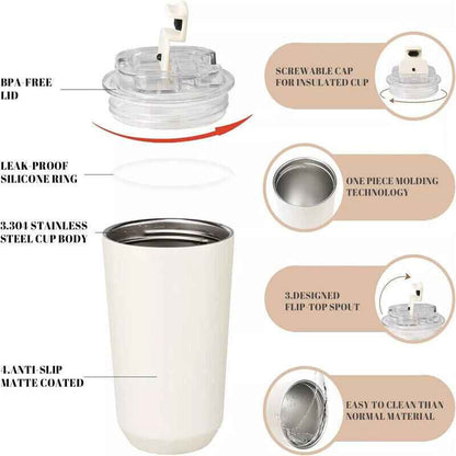 Coffee Mug Stainless Steel Travel Water Bottle Insulated Cup --pink
