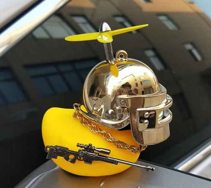 Yellow Helmeted Rubber Duck Car Interior Decoration Accessory