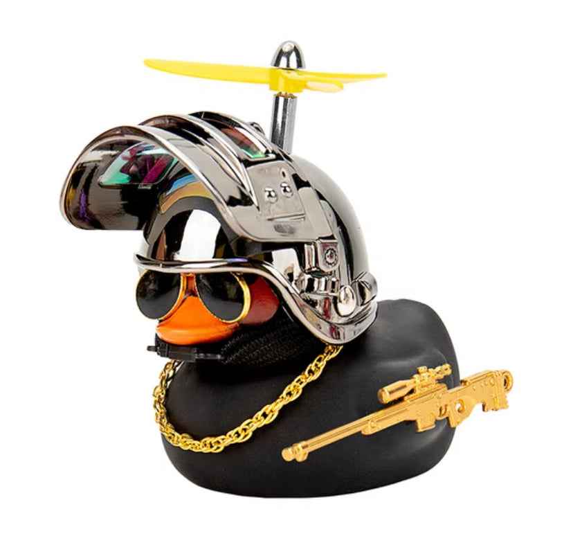 Yellow Helmeted Rubber Duck Car Interior Decoration Accessory