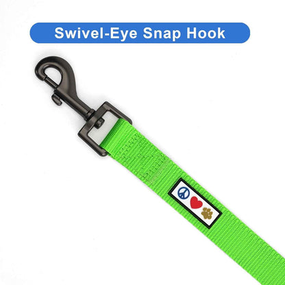Solid 6 Ft Green Nylon Dog Leash With Custom Name And Phone Embroidery ML