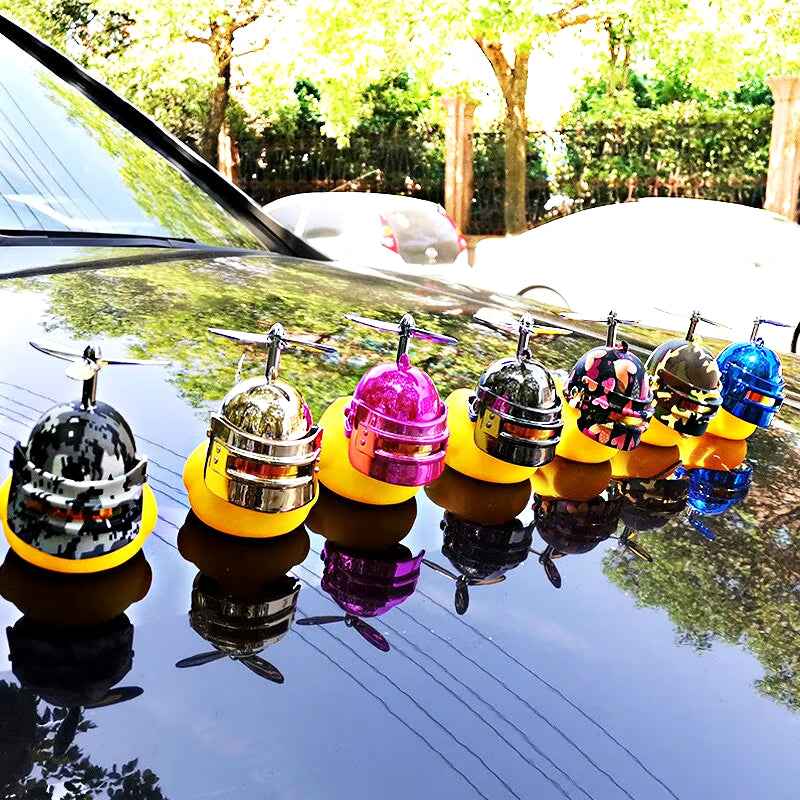 Yellow Helmeted Rubber Duck Car Interior Decoration Accessory