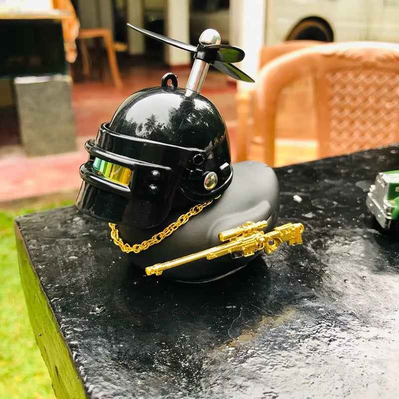 Yellow Helmeted Rubber Duck Car Interior Decoration Accessory