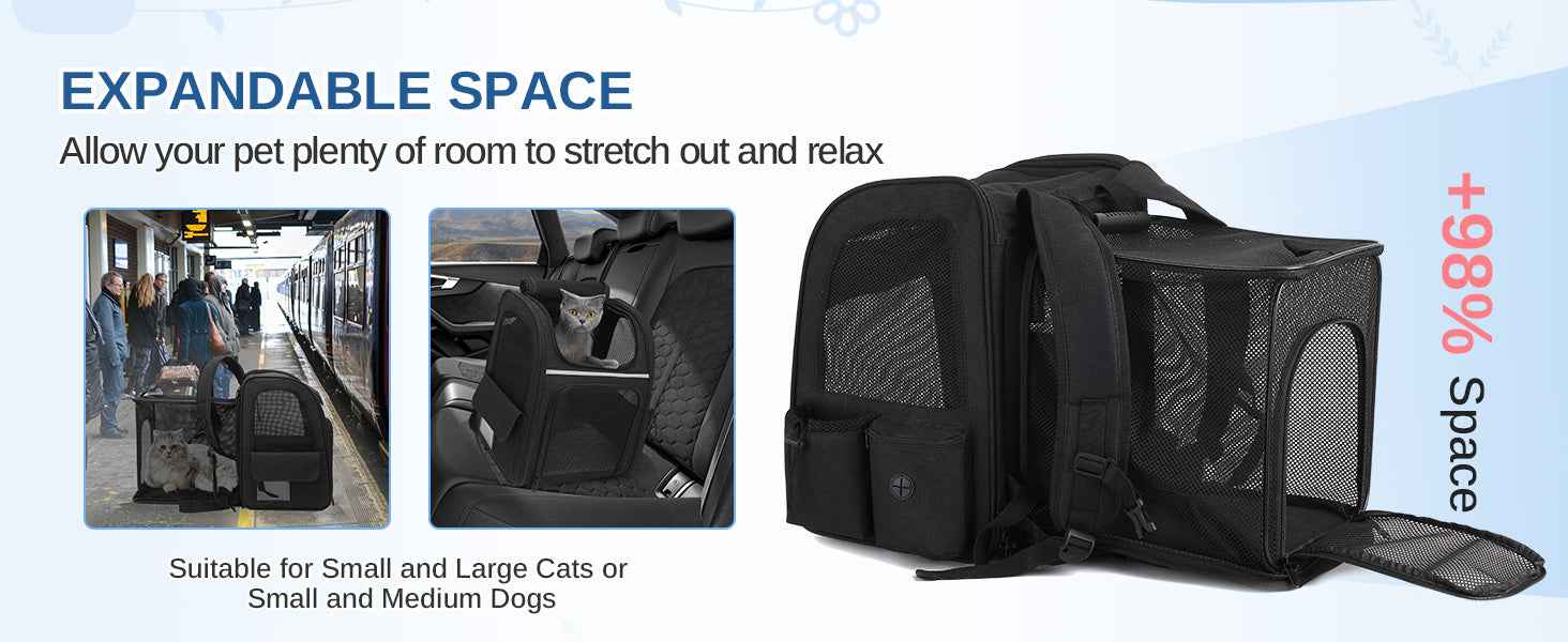Dogat Pet Backpack Carrier Breathable Mesh Window Foldable For Cats And Dogs