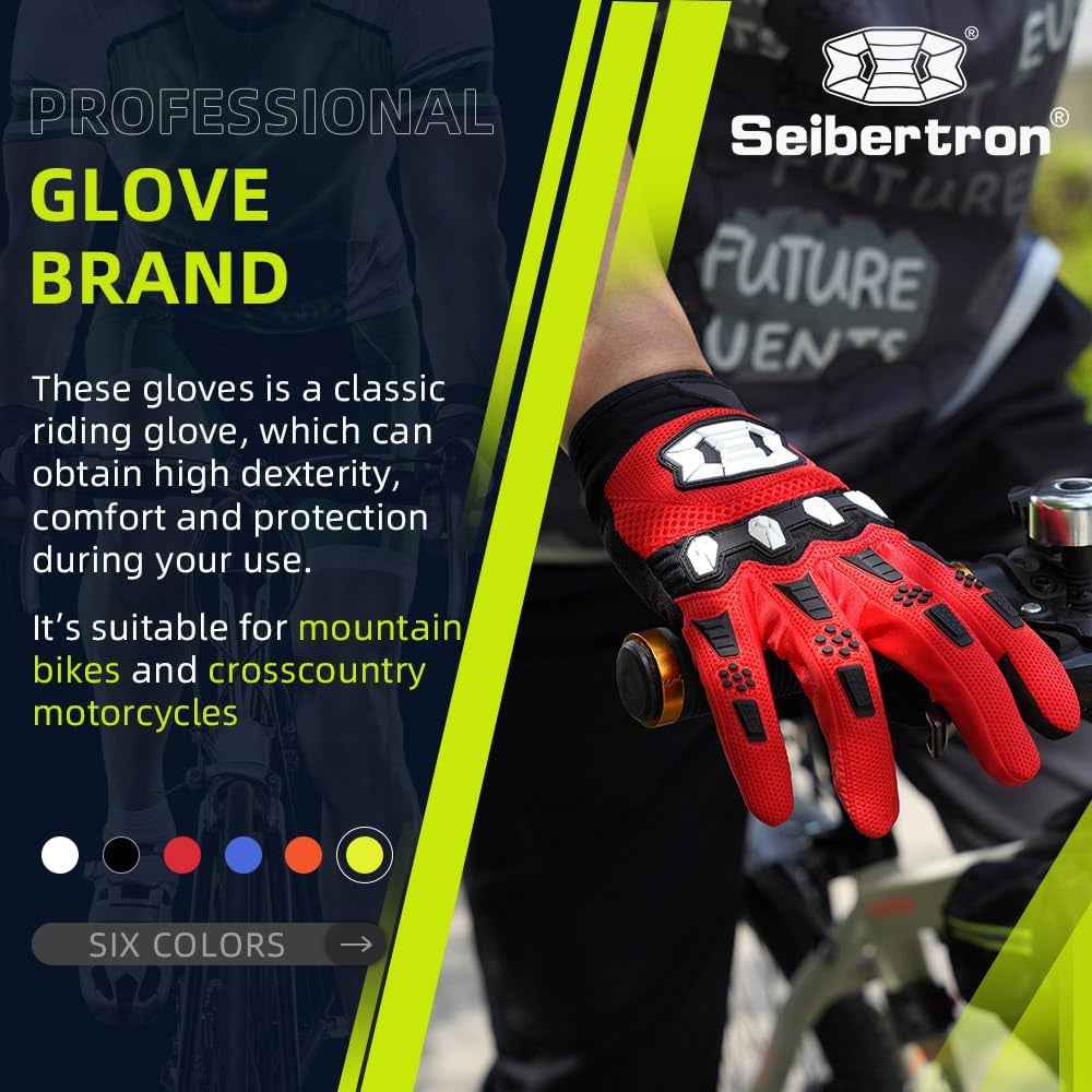 Unisex MTB Mountain Bike Gloves Touchscreen Full Finger Racing Dirt Bike