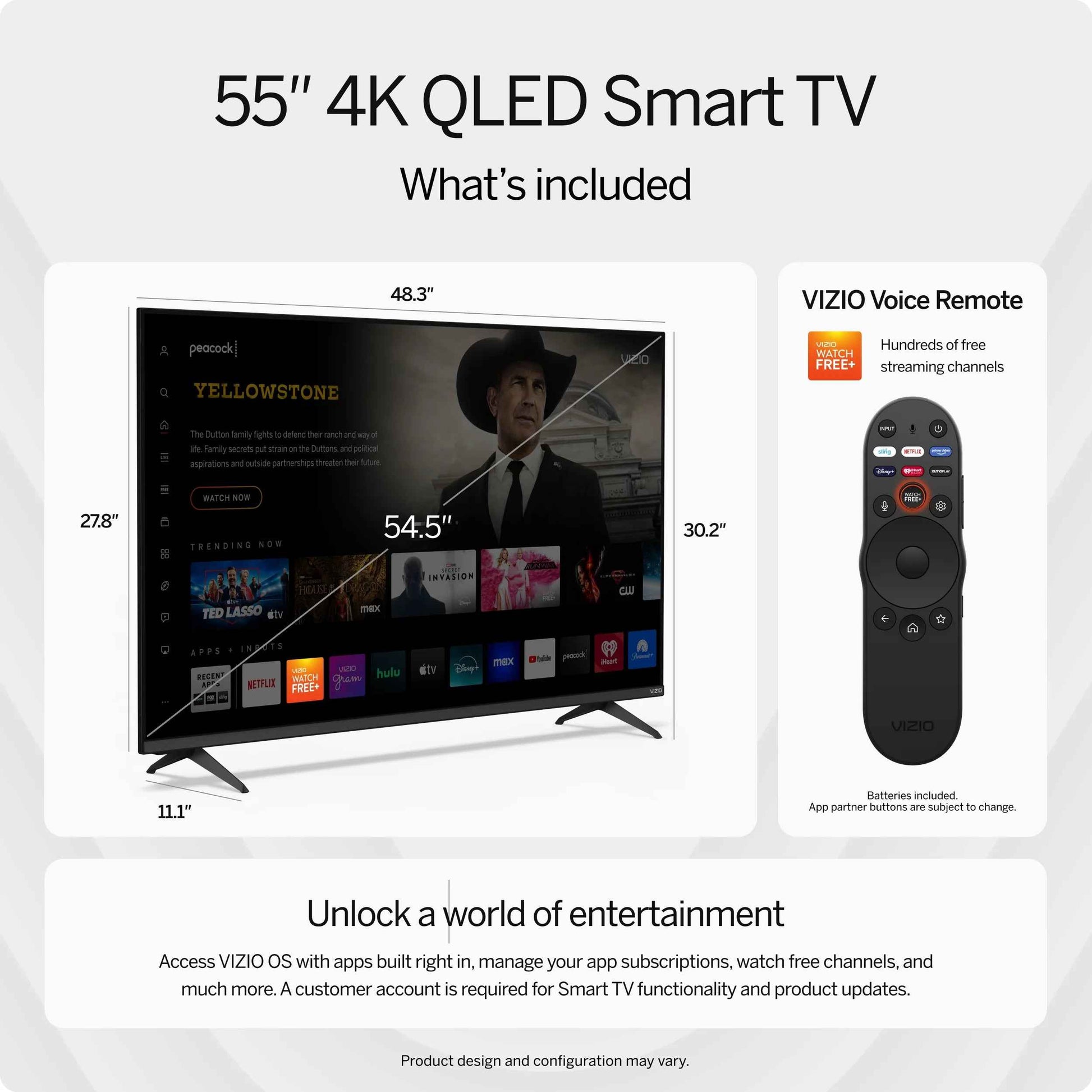 55 Inch Quantum 4K QLED HDR Smart TV WiFi 6 VIZIO OS