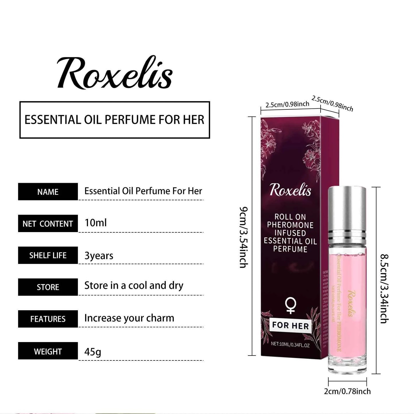 Roxelis Women Ball Perfume Alcohol Free Fresh Scent Lasting Floral Roller Ball
