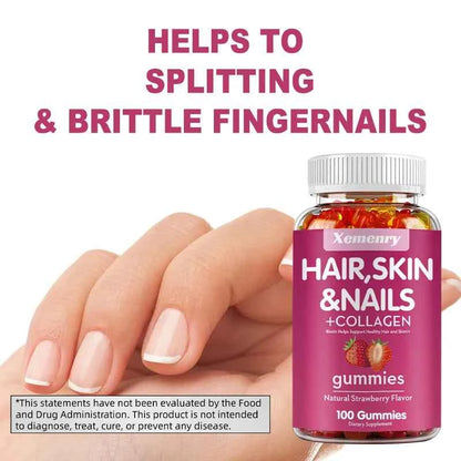 Xemenry Biotin Gummies Collagen I And III For Hair Skin Nails 100 Gummies