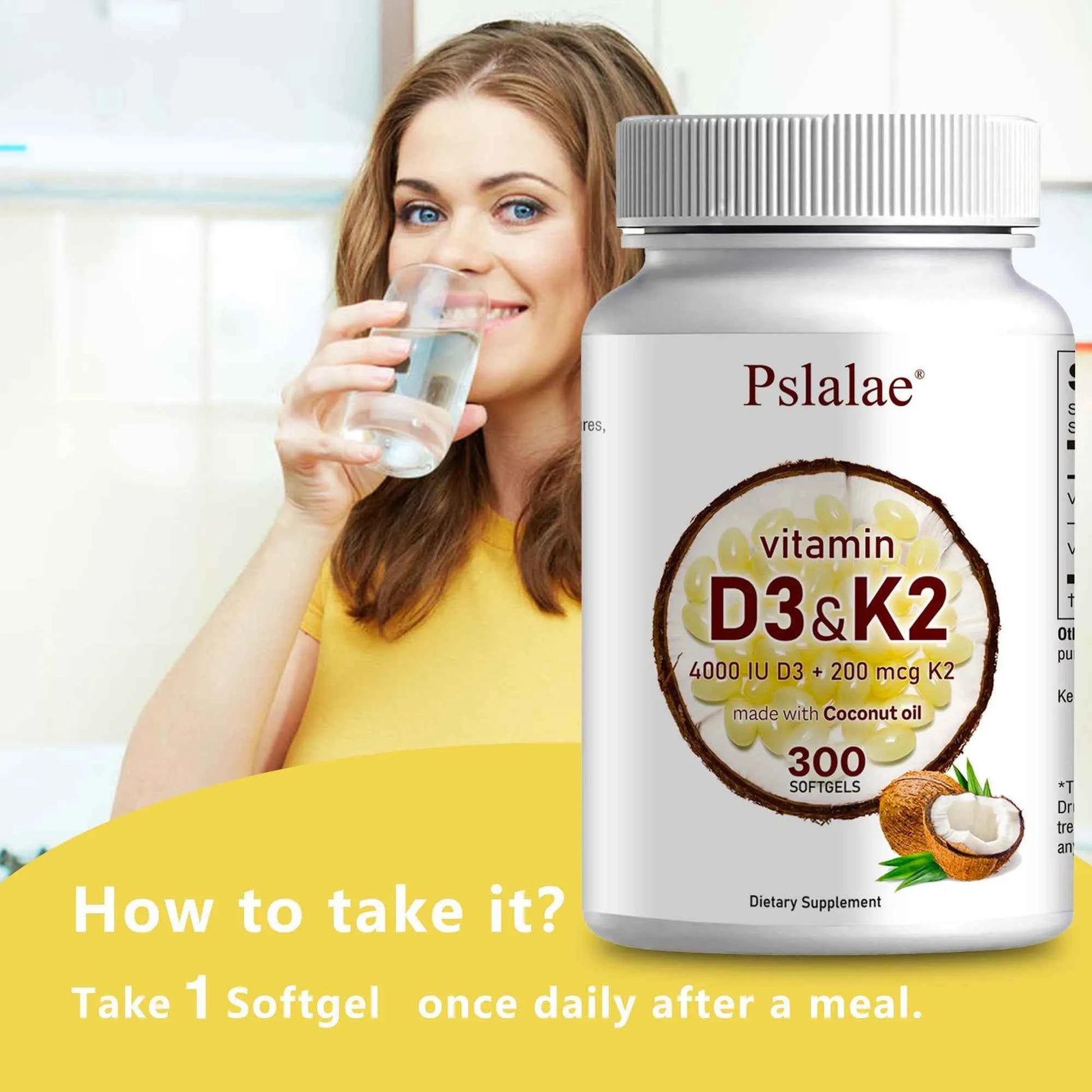 Vitamin D3 And K2 Softgels For Absorption And Digestion Support 300 Softgels