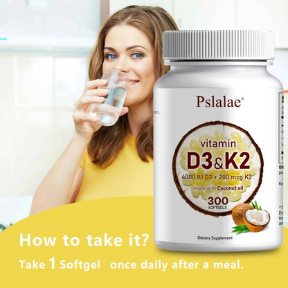 Vitamin D3 And K2 Softgels For Absorption And Digestion Support 300 Softgels