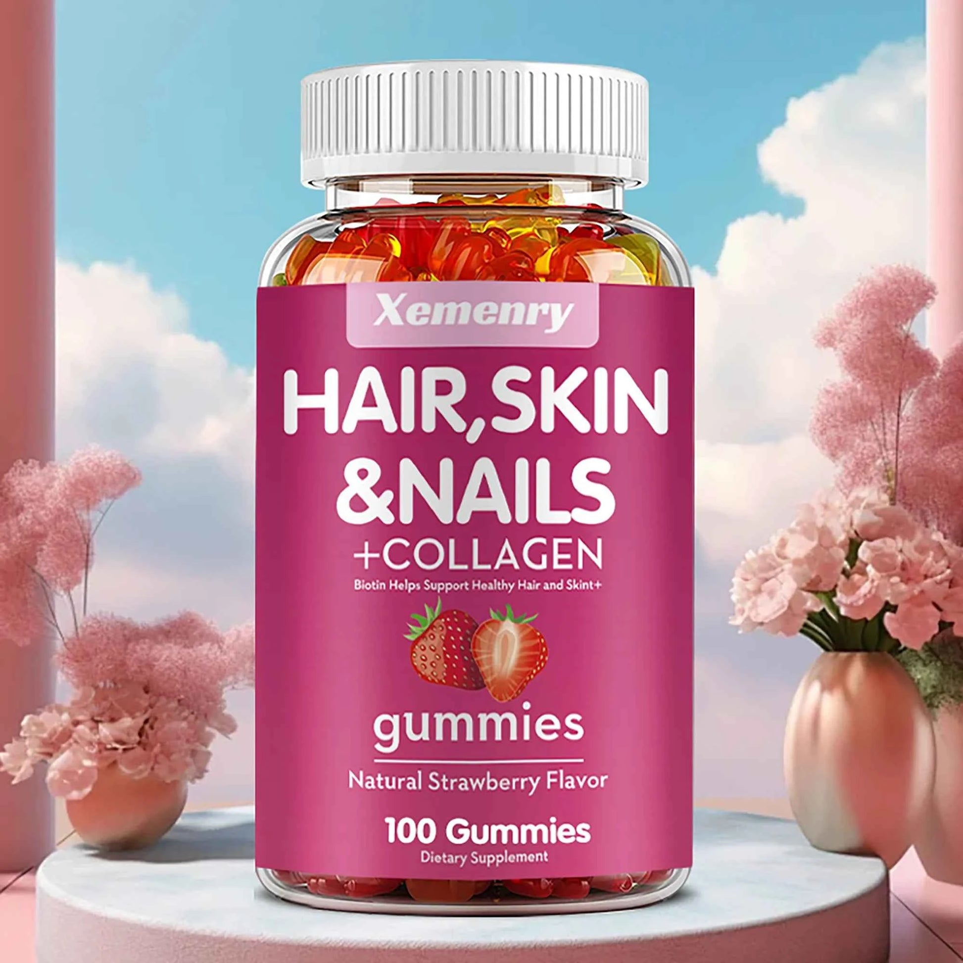 Xemenry Biotin Gummies Collagen I And III For Hair Skin Nails 100 Gummies