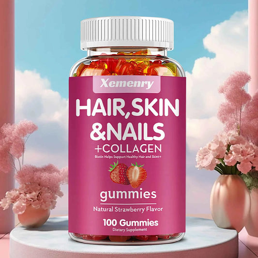 Xemenry Biotin Gummies Collagen I And III For Hair Skin Nails 100 Gummies