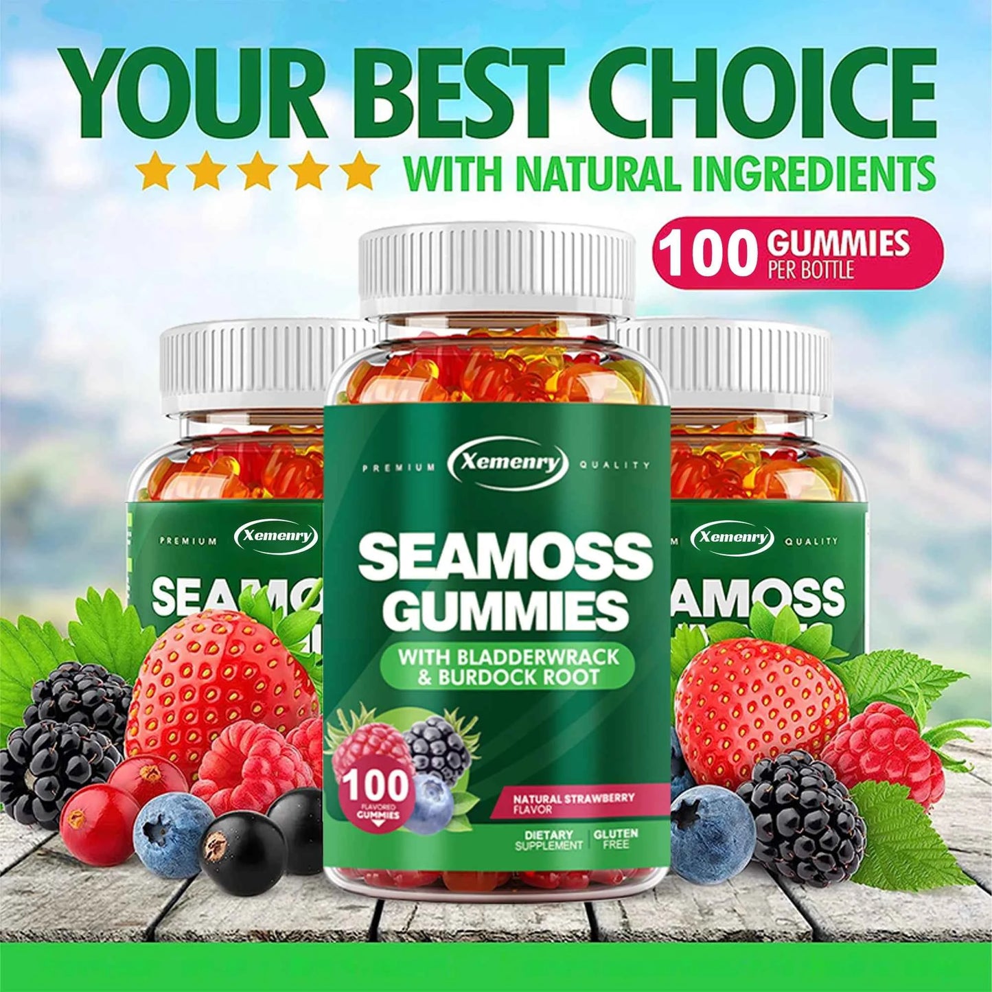 Sea Moss Gummies with Bladderwrack Burdock Root for Immune Health 100 Gummies