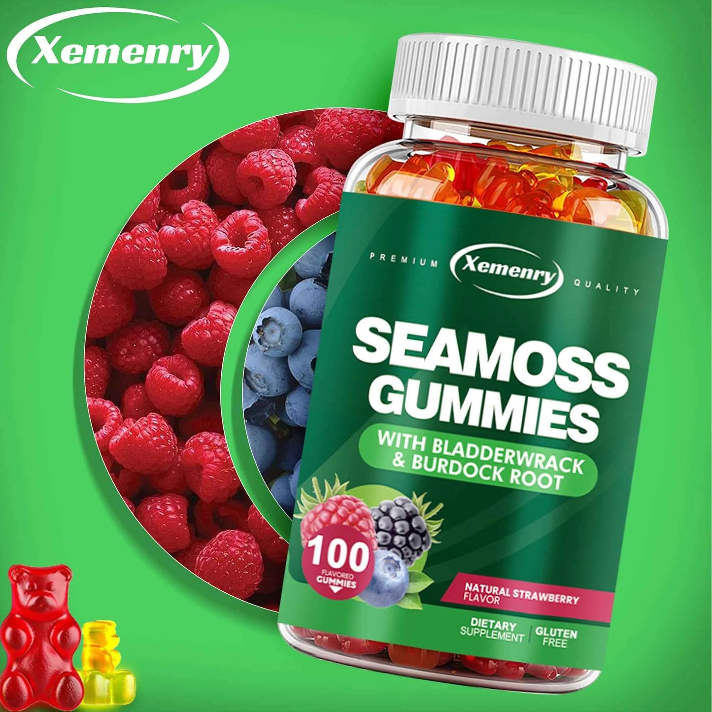 Sea Moss Gummies with Bladderwrack Burdock Root for Immune Health 100 Gummies