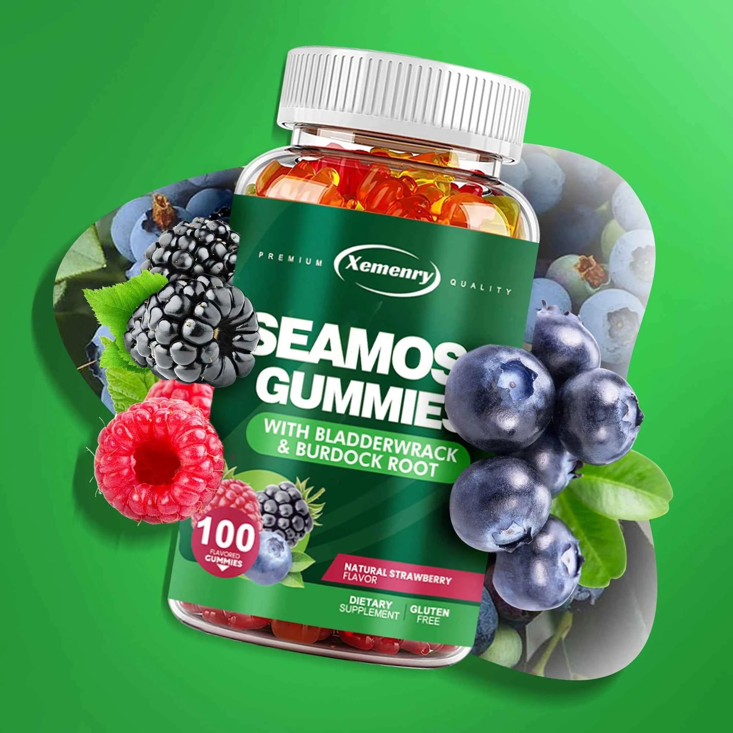 Sea Moss Gummies with Bladderwrack Burdock Root for Immune Health 100 Gummies