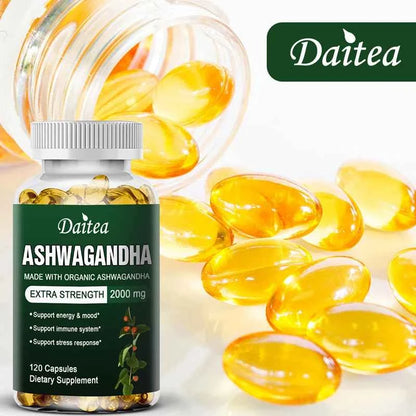 Daitea Organic Ashwagandha Capsules 2000mg Mood Sleep Energy Support Antioxidant