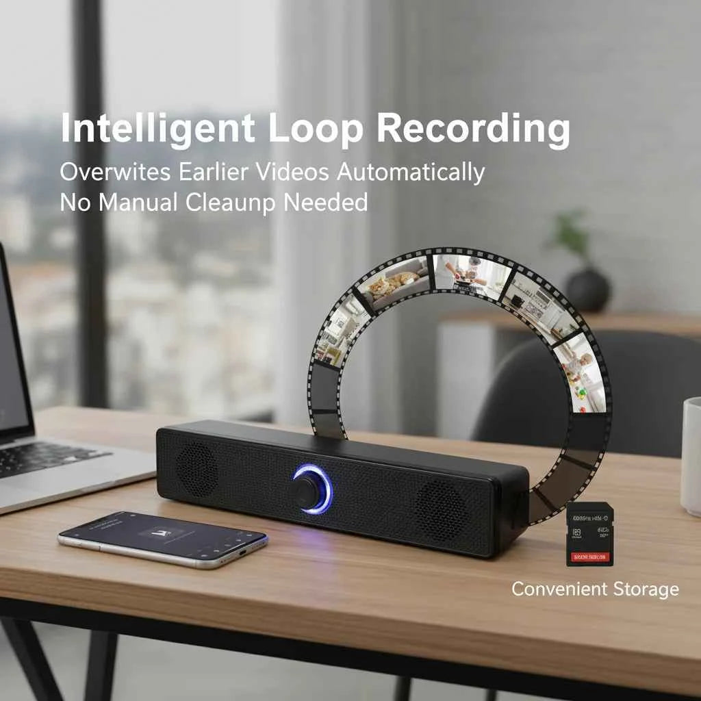 Wireless Speaker Camera 2 in 1 4K UHD WiFi 6 Motion Detection MicroSD Storage
