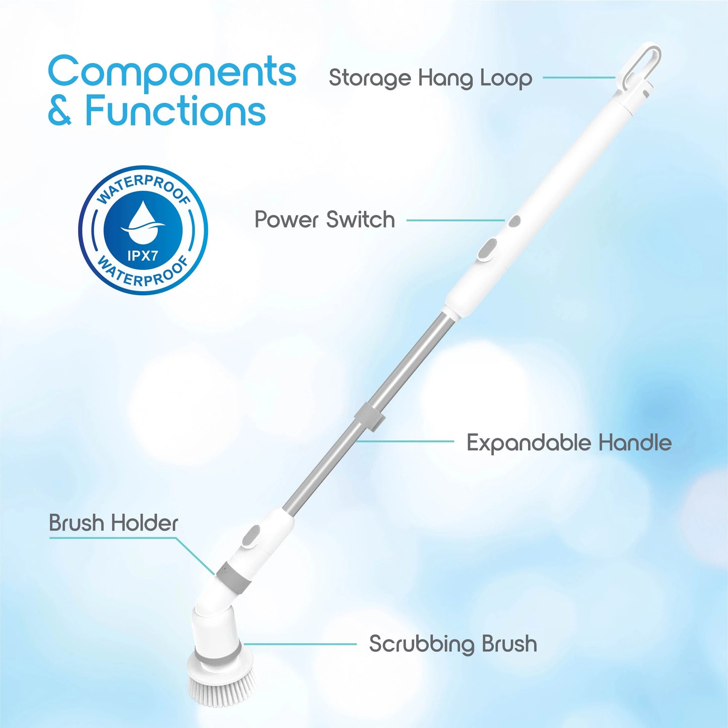 Blossom Electric Cleaning Brush Multifunctional Household Rechargeable Cleaning Tool for Bathroom Kitchen Tyre Electric Scrubber