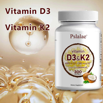 Vitamin D3 And K2 Softgels For Absorption And Digestion Support 300 Softgels