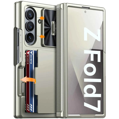 Halloween Gifts for Galaxy Z Fold 7 RFID Wallet with Cards Holder,Hinge Cover,Camera Cover,Shockproof Silicone Phone Case-Blue
