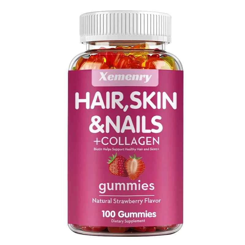 Xemenry Biotin Gummies Collagen I And III For Hair Skin Nails 100 Gummies