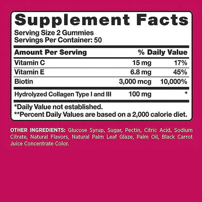 Xemenry Biotin Gummies Collagen I And III For Hair Skin Nails 100 Gummies
