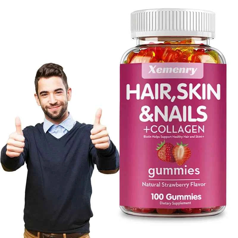 Xemenry Biotin Gummies Collagen I And III For Hair Skin Nails 100 Gummies