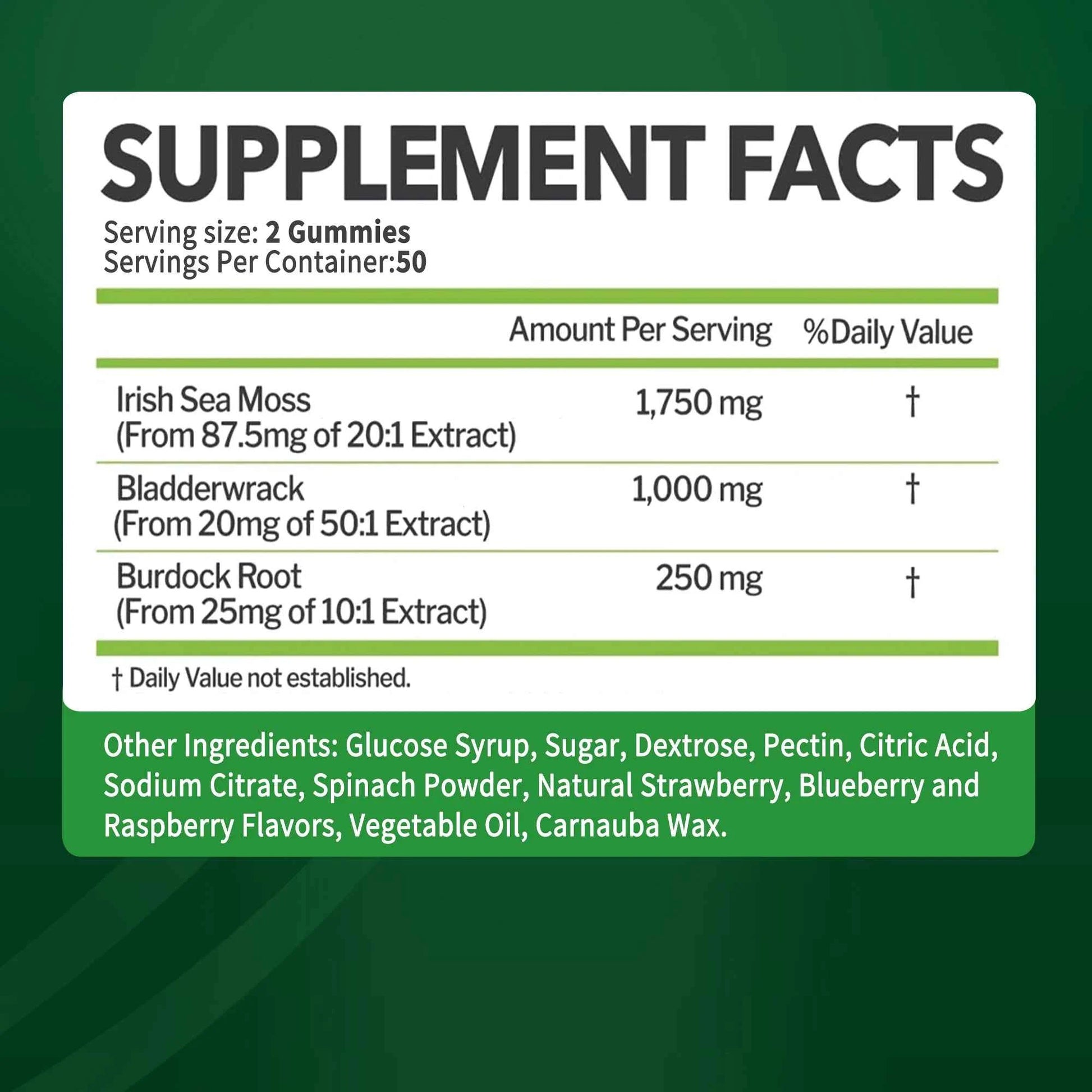 Sea Moss Gummies with Bladderwrack Burdock Root for Immune Health 100 Gummies