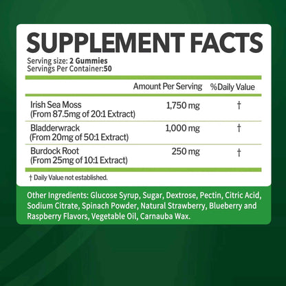 Sea Moss Gummies with Bladderwrack Burdock Root for Immune Health 100 Gummies