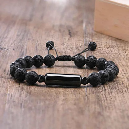 Mens Lava Stone Urn Bracelet for Ashes Cremation Keepsake Memorial Jewelry