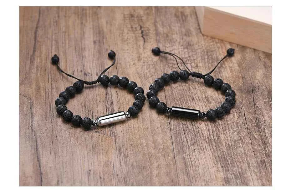 Men's Lava Stone Beads Urn Bracelets For Ashes Cremation Keepsake Jewelry Casual