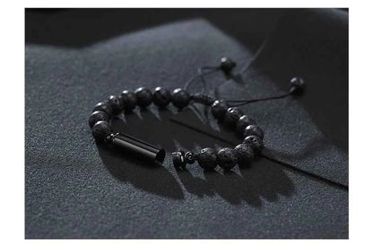 Men's Lava Stone Beads Urn Bracelets For Ashes Cremation Keepsake Jewelry Casual