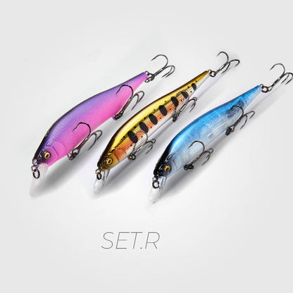 BearKing 3Pcs 115mm 15g Minnow Crankbait Lures Assorted Colors Tungsten
