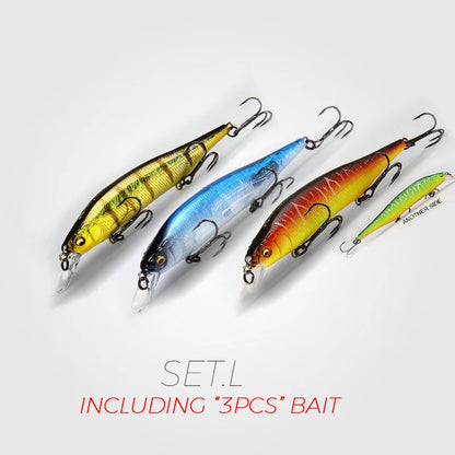 BearKing 3Pcs 115mm 15g Minnow Crankbait Lures Assorted Colors Tungsten